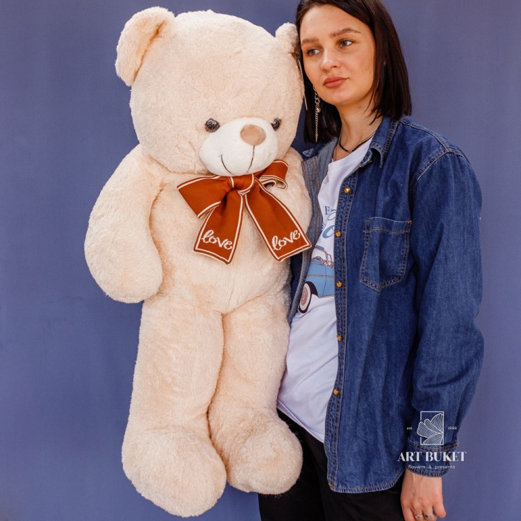 Медведь блестящий 85 см бежевый