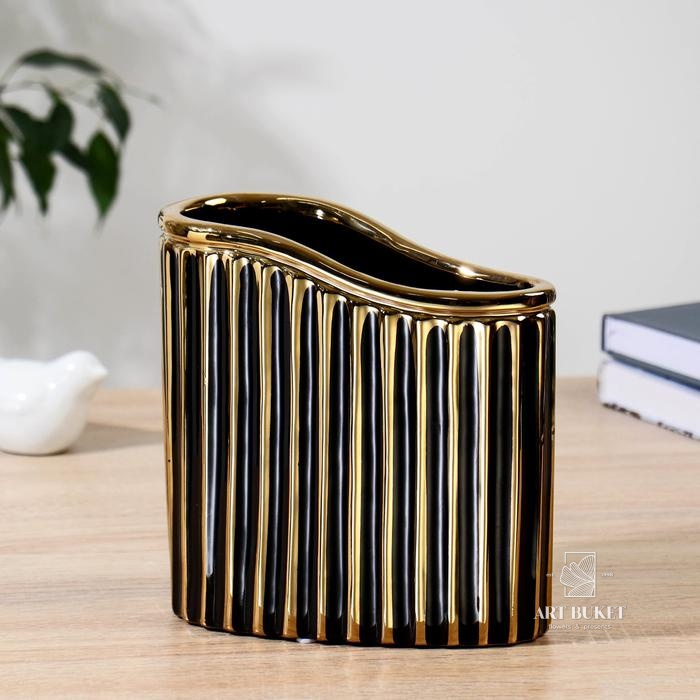 Ваза керамика "Эраст" h-18 см, чёрный