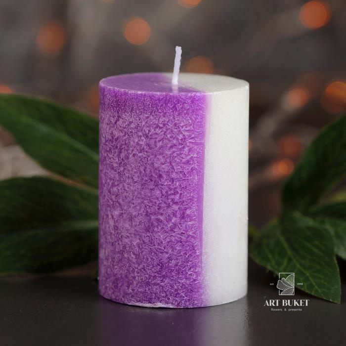 Свеча цилиндр 5х7,5см, "Кристаллический узор", корица 