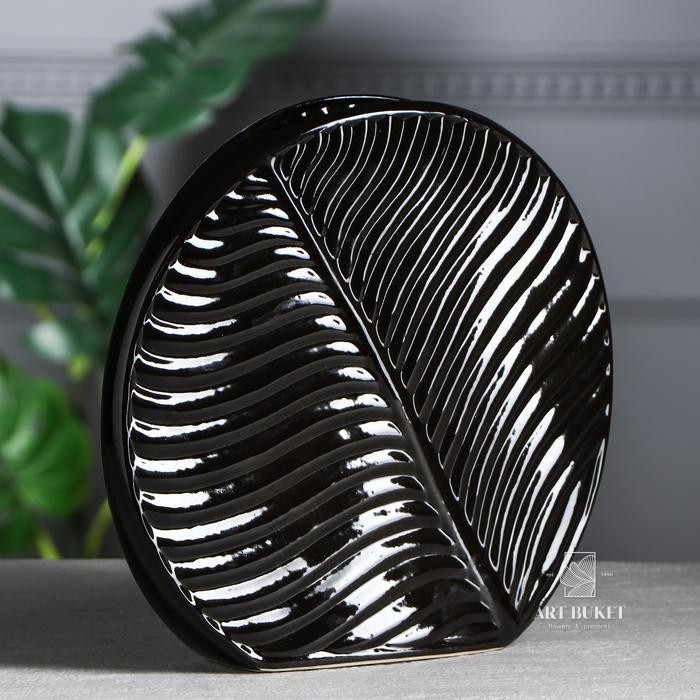 Ваза настольная "Пальма", глазурь, цвет черный, 28 см