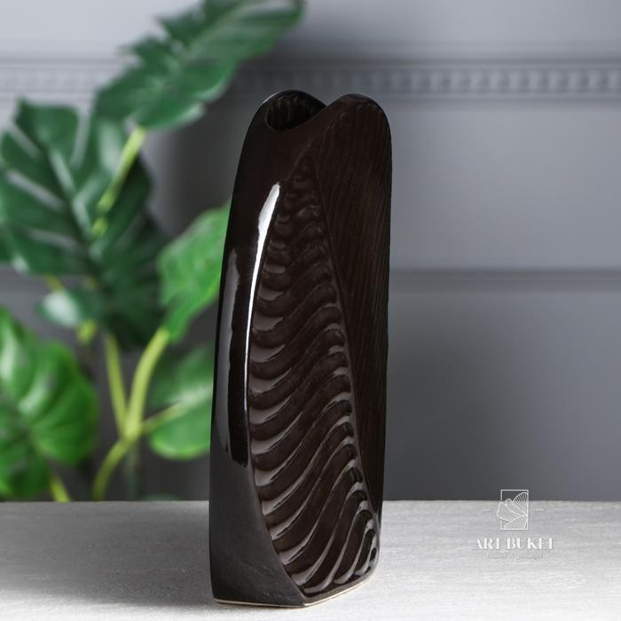 Ваза настольная "Пальма", глазурь, цвет черный, 28 см