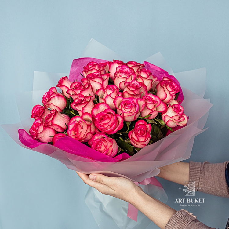25 роз микс 40 см