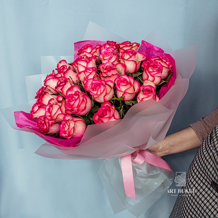 25 роз микс 40 см