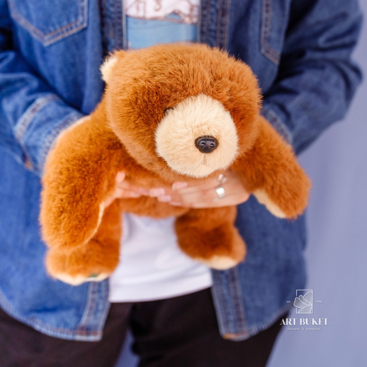 Медведь коричневый лежачий 30 см