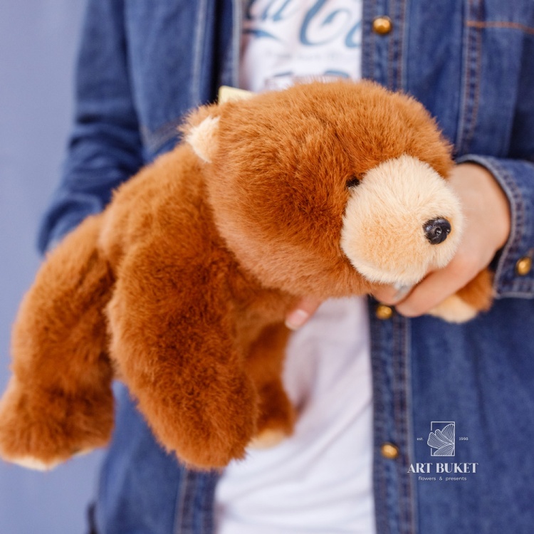 Медведь коричневый лежачий 30 см