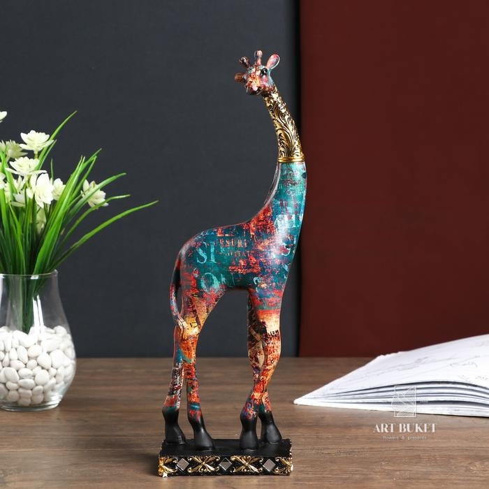 Сувенир полистоун "Жираф с золотой шеей - мазки краски" МИКС 38х7,7х12 см         