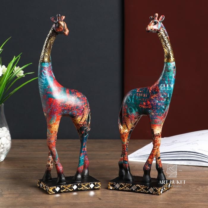Сувенир полистоун "Жираф с золотой шеей - мазки краски" МИКС 38х7,7х12 см         
