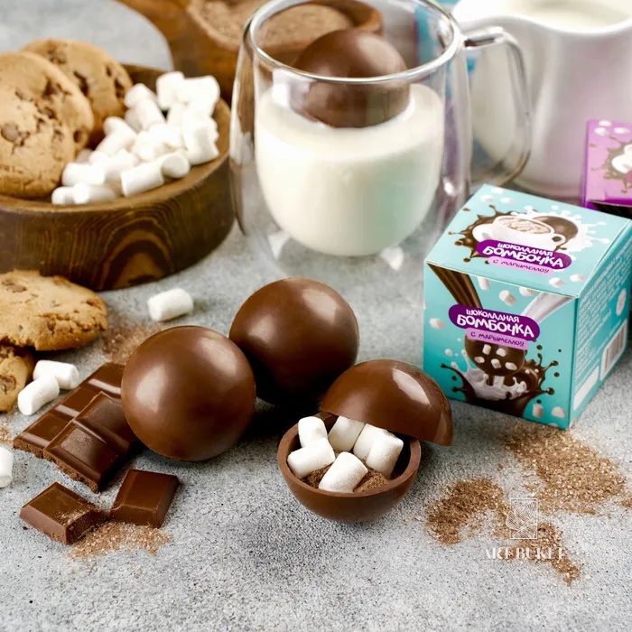 Шоколадные бомбочка с какао и маршмеллоу 1 шт