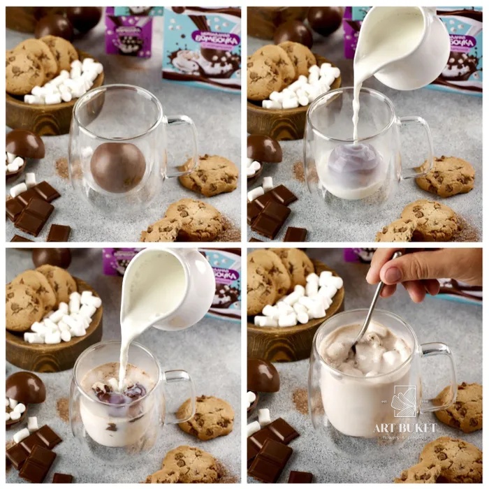 Шоколадные бомбочка с какао и маршмеллоу 1 шт