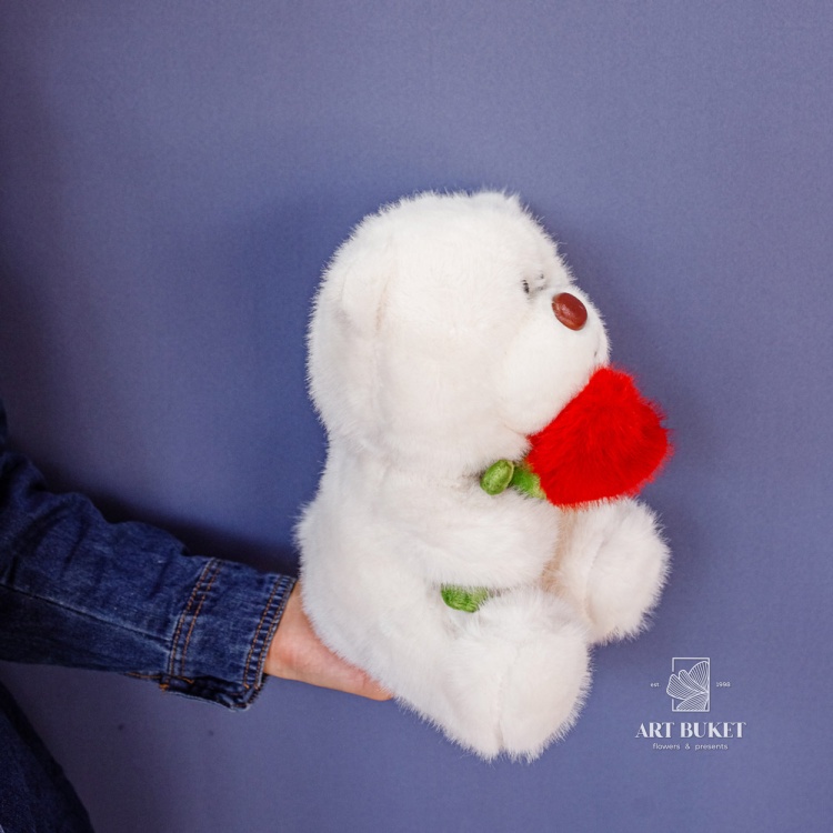 Медведь с розой микс 25 см