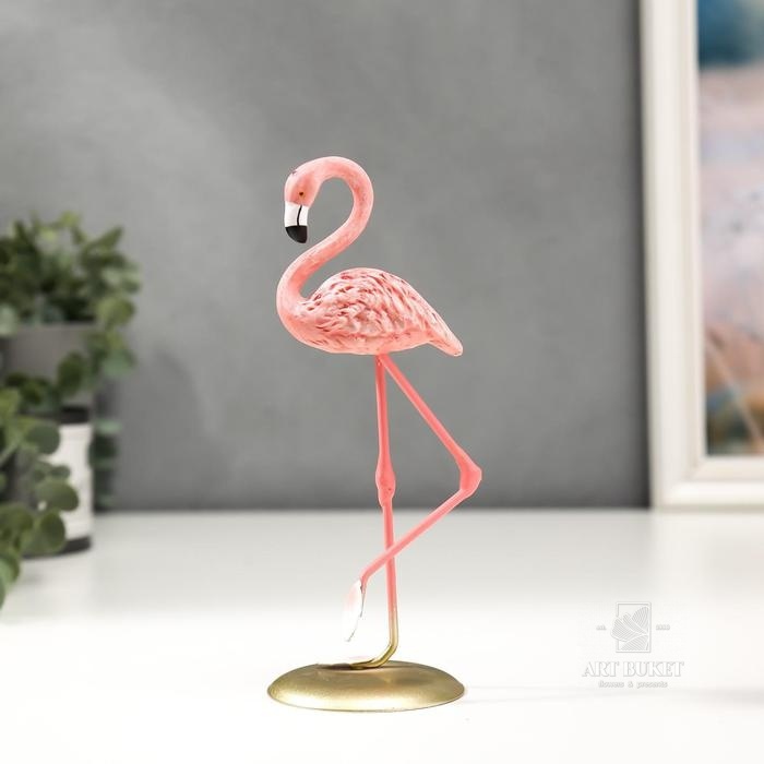 Сувенир полистоун "Розовый фламинго - изящный" 17,5х6,5х6,3 см