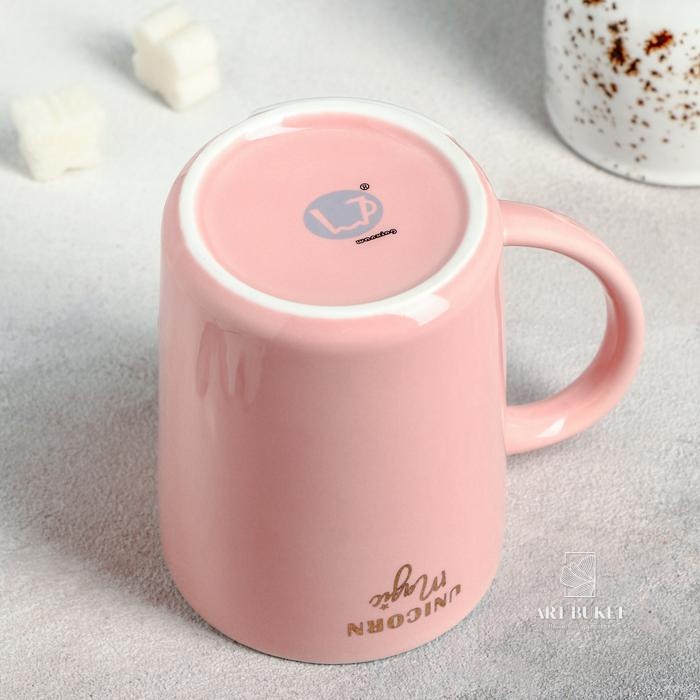 Кружка керамическая с крышкой и ложкой «Единорог», 400 мл, рисунок МИКС