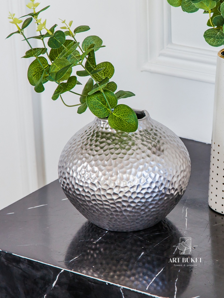 Декоративная ваза Этно 200x200x170, серебряный