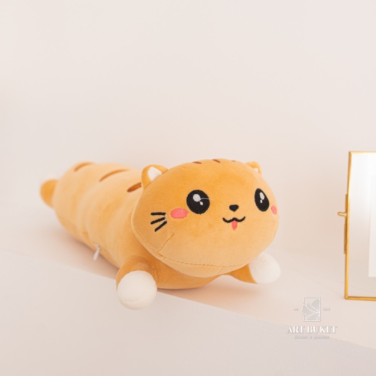 Кот валик 50 см коричневый