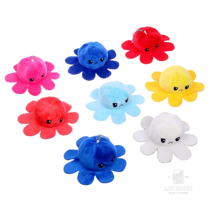 Мягкая игрушка-трансформер «Осьминог-перевёртыш», 12 см, на брелоке, цвета МИКС